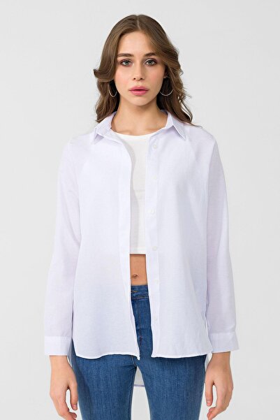 ŞİMAL Kadın Arkası Uzun Klasik Poplin Gömlek 250243 -