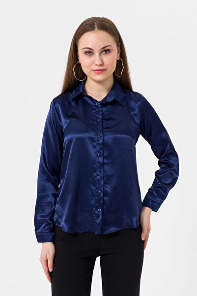 ŞİMAL Kadın Uzun Kol Saten Gömlek 255123 -