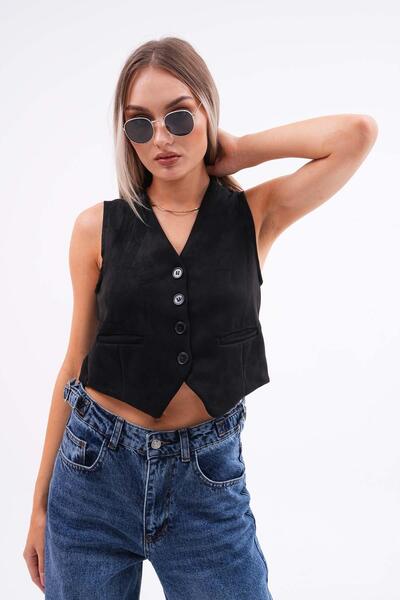 ŞİMAL Suede Women's Vest 245131 -