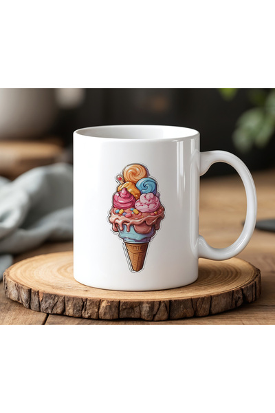 BB TRADE White Ceramic Printed Mug Cup with Colorful Smiley Face Design 330ml