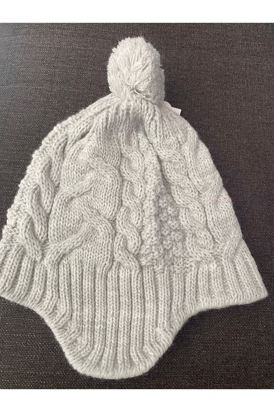 Tuğçe Denktaş Headset Single Pompom Wide Hair Braided Child Beanie