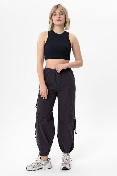 ŞİMAL Women's Waist Elastic Detailed Cargo Pocket Parachute Trousers 250234   -