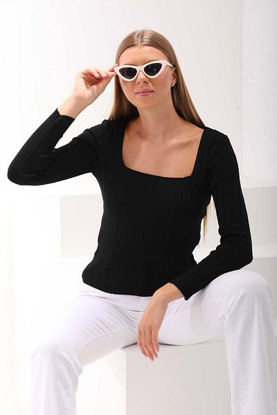 ŞİMAL Square Collar Women's Ribbed Sweater -245010
