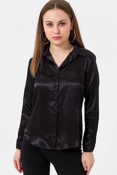 ŞİMAL Cămașă de damă din satin cu mânecă lungă - 245043