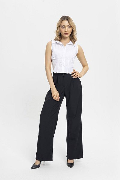 ŞİMAL Wide Leg Fabric Trousers - Velcro Detail, Women's, 245213
