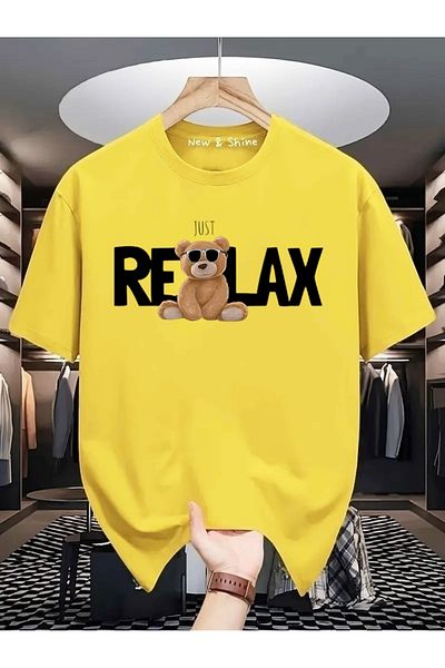 New Shine 1 тениска е подарък при покупка на 6 или повече в количката - тениска с щампа Relax Bear Oversize