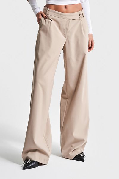 its basic Γυναικείο Μπεζ Χρώμα S5-57 Πλισέ Παντελόνι Palazzo Fit με λεπτομέρεια ζώνης