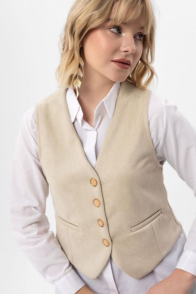 ŞİMAL Suede Women's Vest 245131 -