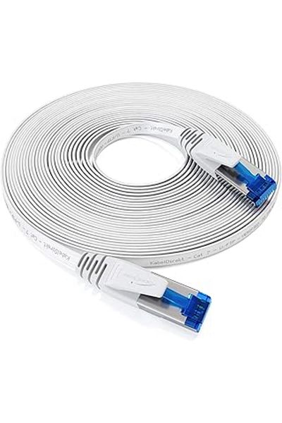 Qedii - كابل Lan مسطح، هيكل غير قابل للكسر - 2 متر (كابل cat7، 10 جيجابت/ثانية، كابل مرن وسهل التركيب