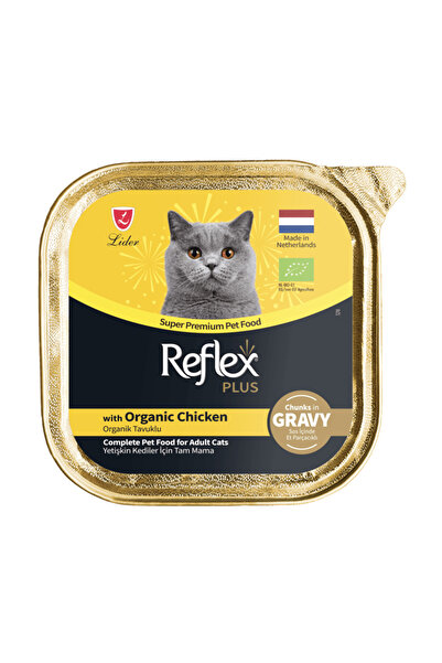 Reflex Plus Sos İçinde Parça Organik Tavuk Etli Yetişkin Kedi Konservesi 85gr