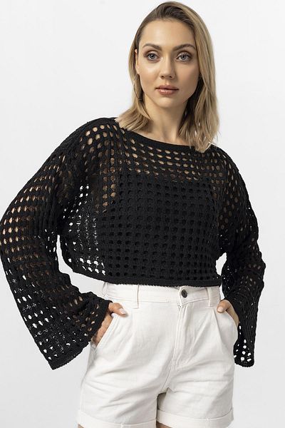 ŞİMAL Women's Loose Mesh Short Sweater 250267   -