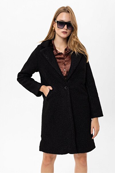 ŞİMAL Kadın Tek Düğme Kapamalı Buklet Kaban 245301 -