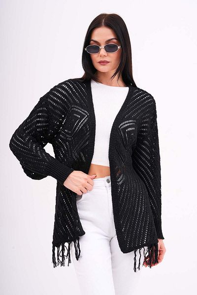 ŞİMAL Women's Tassel Detailed Open Front Shrug Cardigan 250392 -
