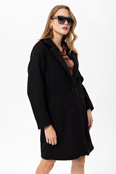 ŞİMAL Kadın Tek Düğme Kapamalı Buklet Kaban 245301 -