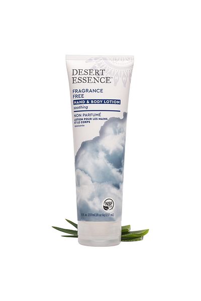 Desert Essence Fragrance-Free Hand & Body Lotion - 8 Fl Oz - Aloe, Shea, Green Tea, Coconut, Jojoba