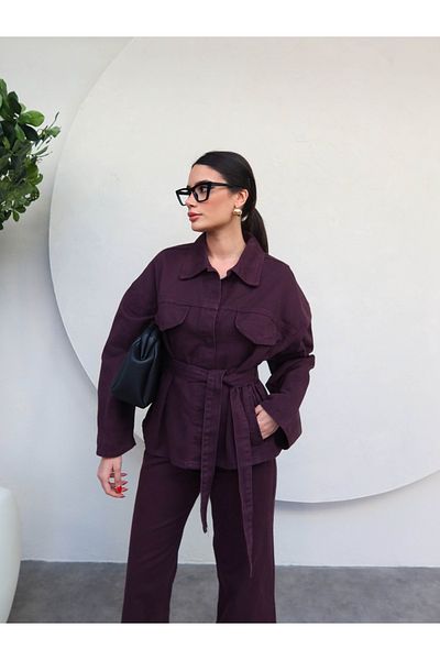 ESRAHELVACI Placket Lapel Denim Shirt Pants Set