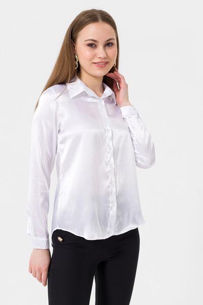 ŞİMAL Women's Long Sleeve Satin Shirt 255123 -