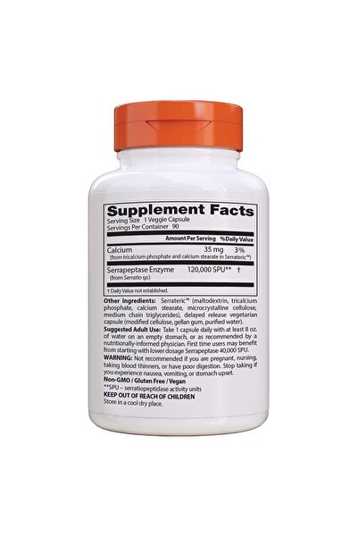 Doctor's Best Doctors Best High Potency Serrapeptase, Supports Sinus Health, 120K SPU, Non-GMO, Vegan, 90 Caps