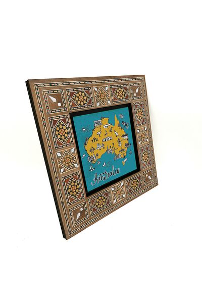 Sadrazam Australian Symbols Printed Mdf Table 20X20 Krg-65