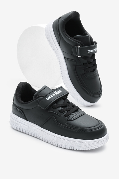 Tonny Black Παιδικά Unisex Μαύρα Λευκά Αθλητικά Παπούτσια Thermo Sole Velcro ...