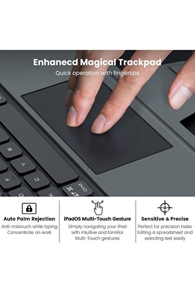 Cisteen Nillkin iPad Pro12.9Klavyeli Kılıf 6.Nesil,touchpad,KalemTutucu,KameraKoruma 5./4./3.Nesil ileUyumlu