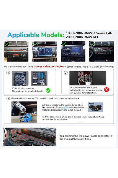 EONON 6+64 جيجابايت نظام تشغيل أندرويد 13 ستيريو لسيارة BMW E46 1999-2005، نظام تحديد المواقع العالمي (GPS) مقاس 9 بوصات، كاربلاي لاسلكي، BT/4G LTE