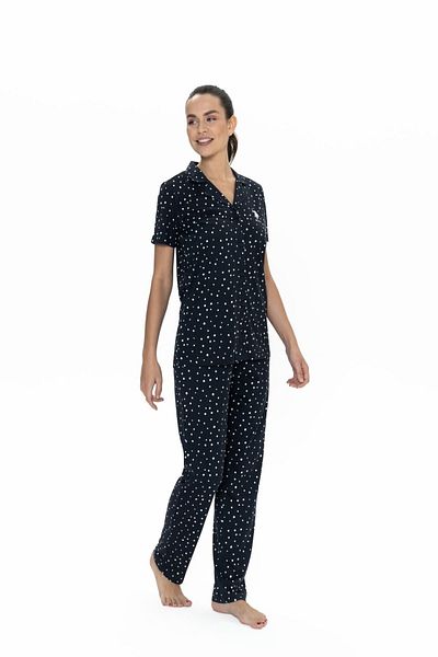 U.S. Polo Assn. Costum de pijama cu guler cu buline pentru femei, licențiat New Season
