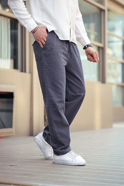 COMBİNE MİCHAİL Pantaloni bărbați din in, afumati