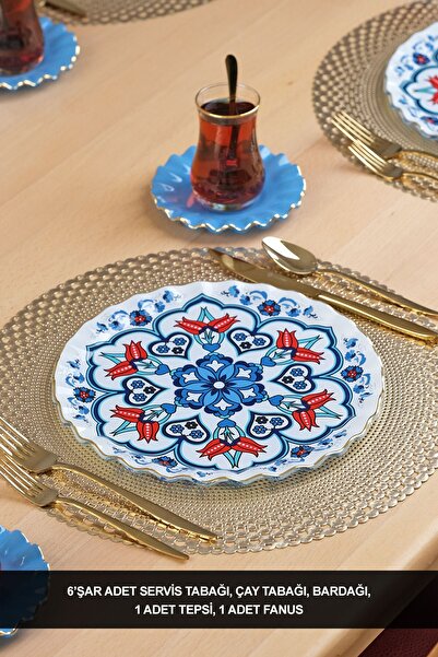 Glore Persian Altın Yaldızlı 6 Kişilik 19 Parça Çay Servis Takımı