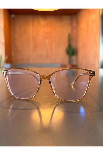 DSN Transparent Brown Glass Exchange 52 Ekartman Transparent Women Unisex Blue Light Protection Screen Glasses