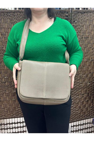 Akın Women's Peelable Leather Bag Large Size Cap Think Mink Color Postman
