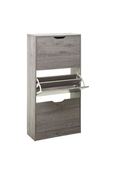 Five Simply Smart 3-Drawer Modern Design Rectangular Shoe Rack Grey