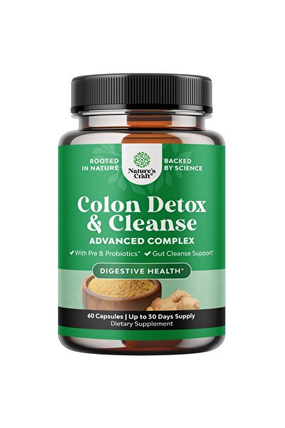 Natures Craft منظف القولون وإزالة السموم - كبسولات البروبيوتيك وقشور السيليوم...