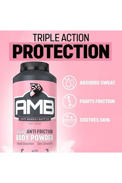 Anti Monkey Butt Body Powder for Women, Talc-Free Anti-Chafing & Sweat Absorbing, 8 oz