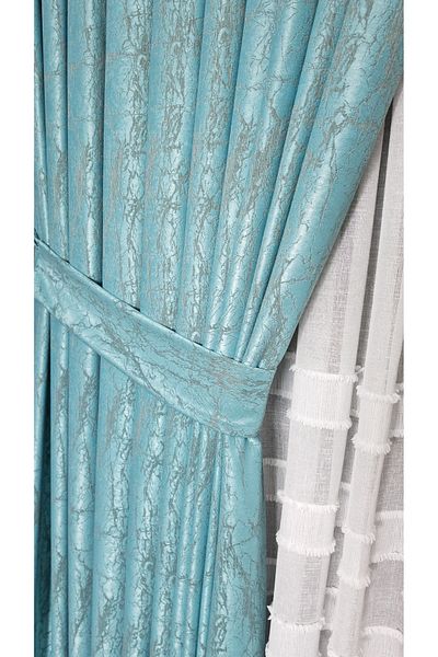 Yuka Textured Satin Marble Pattern Curtain Luxury Heavy Weight Single Vane