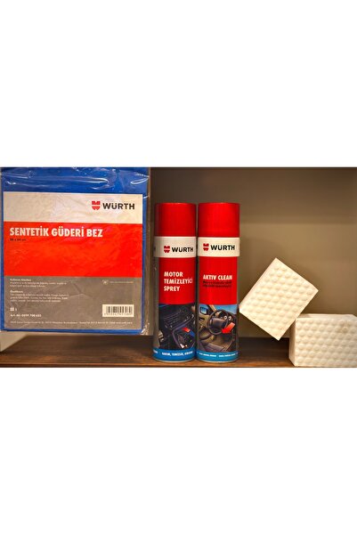 Würth Motor Temizleme Spreyi/ Aktiv Clean/ Sentetik Güderi Bez/ 2 Adet Magic ...