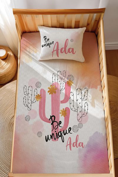 Homamia 100% Cotton Montessori Pique Set Jacquard Pink Cactus