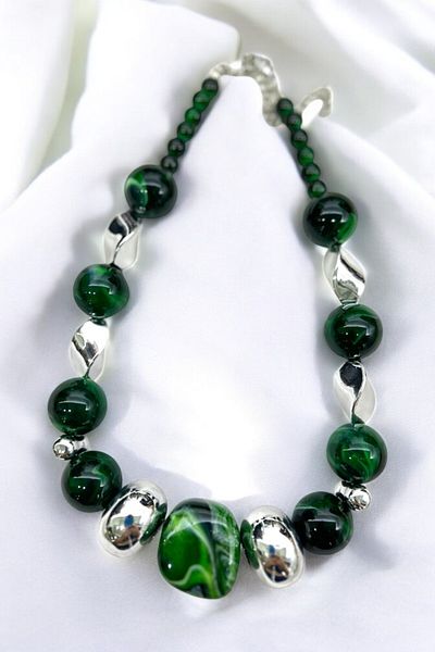 PETEK AKSESUAR Acrylic Metalized Style Necklace