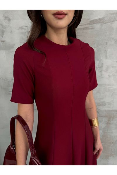 Elif Özbey Butik Rochie cu volan de lungime maxi burgundy