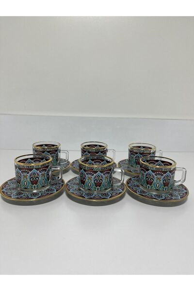MİHMAN HOME 12 Piece Cup Set for 6 People Blue Rug