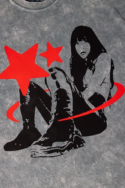 Sekizbiraltı Star Girl εμπριμέ λευκό μπλουζάκι Unisex Oversize