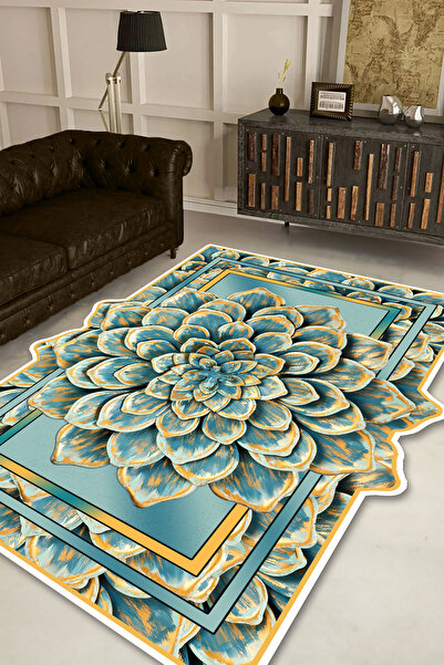 CAPPİO HALI Dijital Baskılı Makinada yıkanabilir Salon Halısı Mutfak Halısı Y...