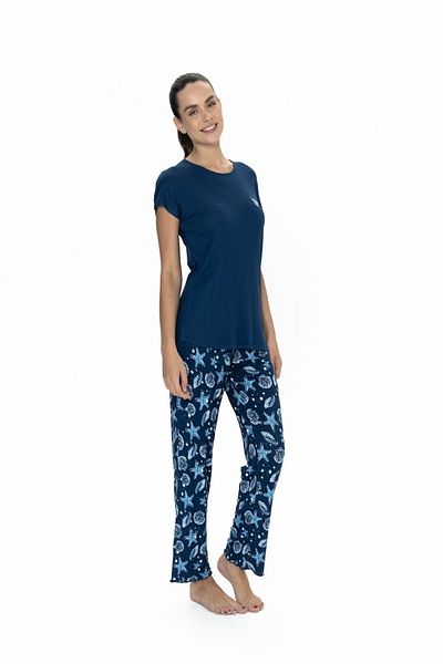 U.S. Polo Assn. Costum de pijama pentru femei cu gât rotund, licențiat New Season
