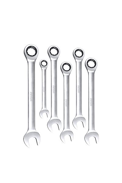 TOTAL Premium 6-Piece Ratchet Spanner Set – CrMo Steel, Sizes 8-17mm