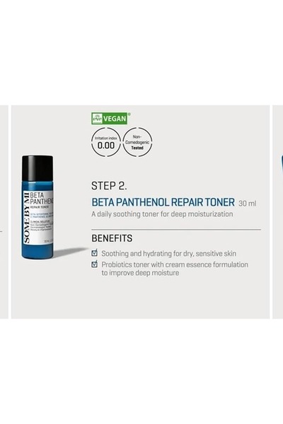 Some By Mi Korean Beta Panthenol Repair Starter Kit - Gel Cleanser + Toner + Serum + Cream
