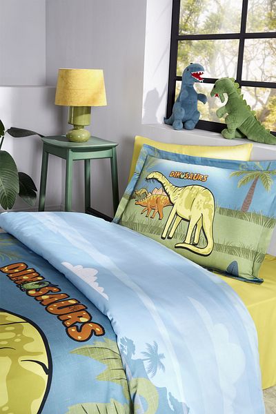 Özdilek Комплект завивка с единичен чаршаф Dino Zoo
