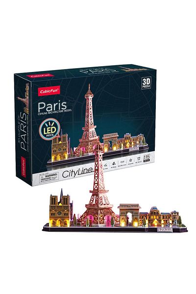 Cubic Fun 3D Puzzle Led Cityline Paris - 115 Pieces with Battery Operated