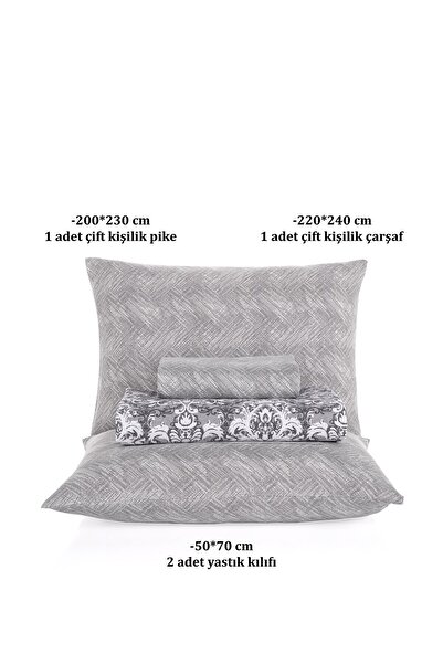 Evim Soren Çift Kişilik Pike Takımı 200x230 Cm Saılor  Koyu Gri