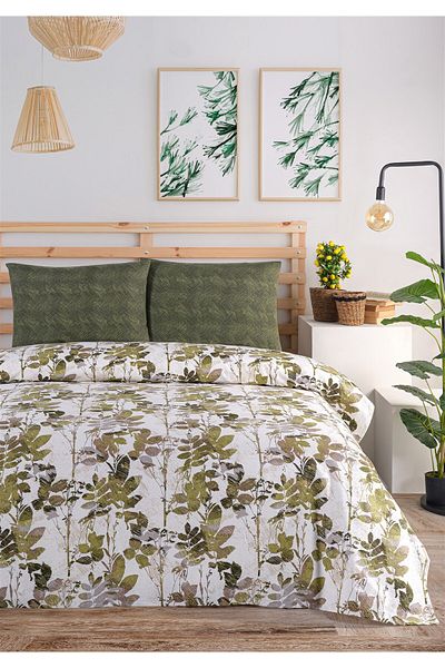 Evim Soren Double Pique Set 200X230 cm Isabel Dark Green Mustard