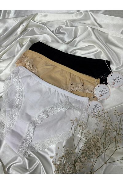chiara grazia Βαμβακερό εσώρουχο με λεπτομέρεια δαντέλας 3 συσκευασιών